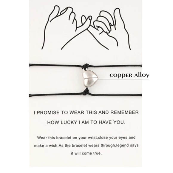 Magnetic Heart Charm, 2 piece string bracelet. New - Picture 2 of 3